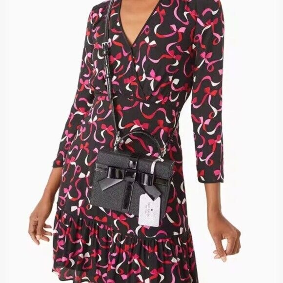 Kate Spade Wrapping Party Gift Box Glittering Crossbody Handbag Black - Picture 2 of 14